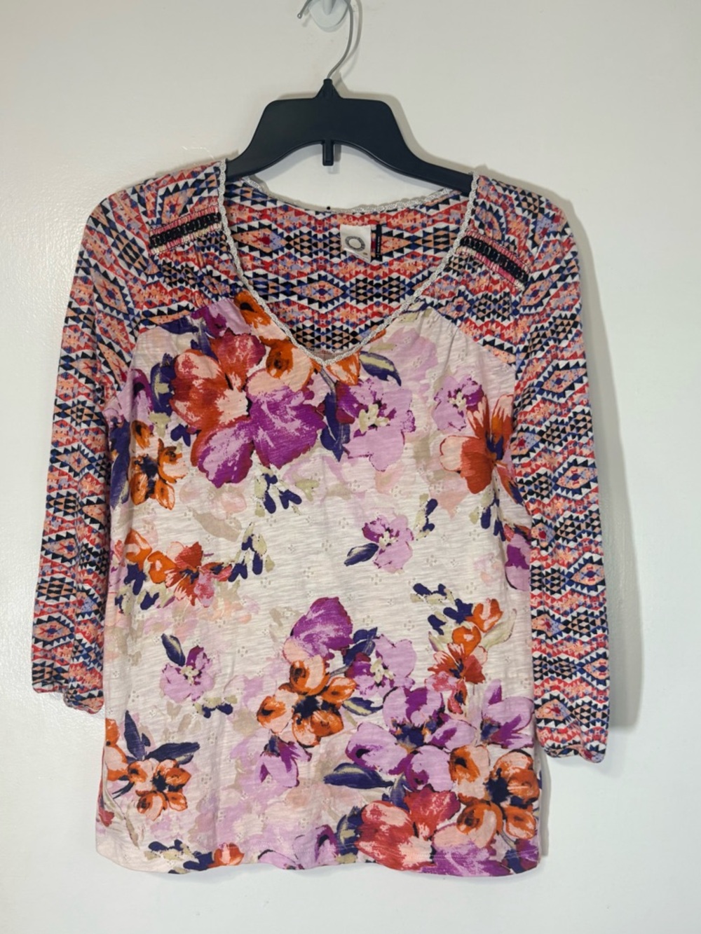 Anthropologie Akemi + Kin Ayana Floral Print Bohemian Peasant Top Blouse Sz S